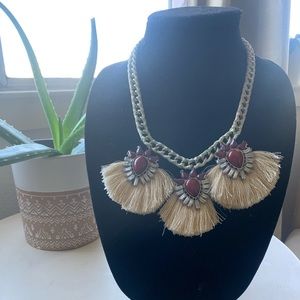 Burgundy jeweled fringe necklace
